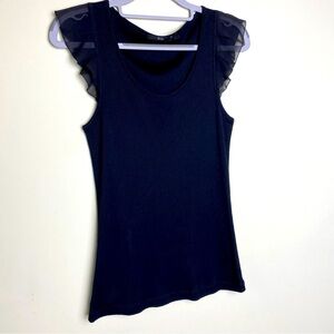 Hugo Boss Ruffle Sleeve Tank with Ribbing. Size M